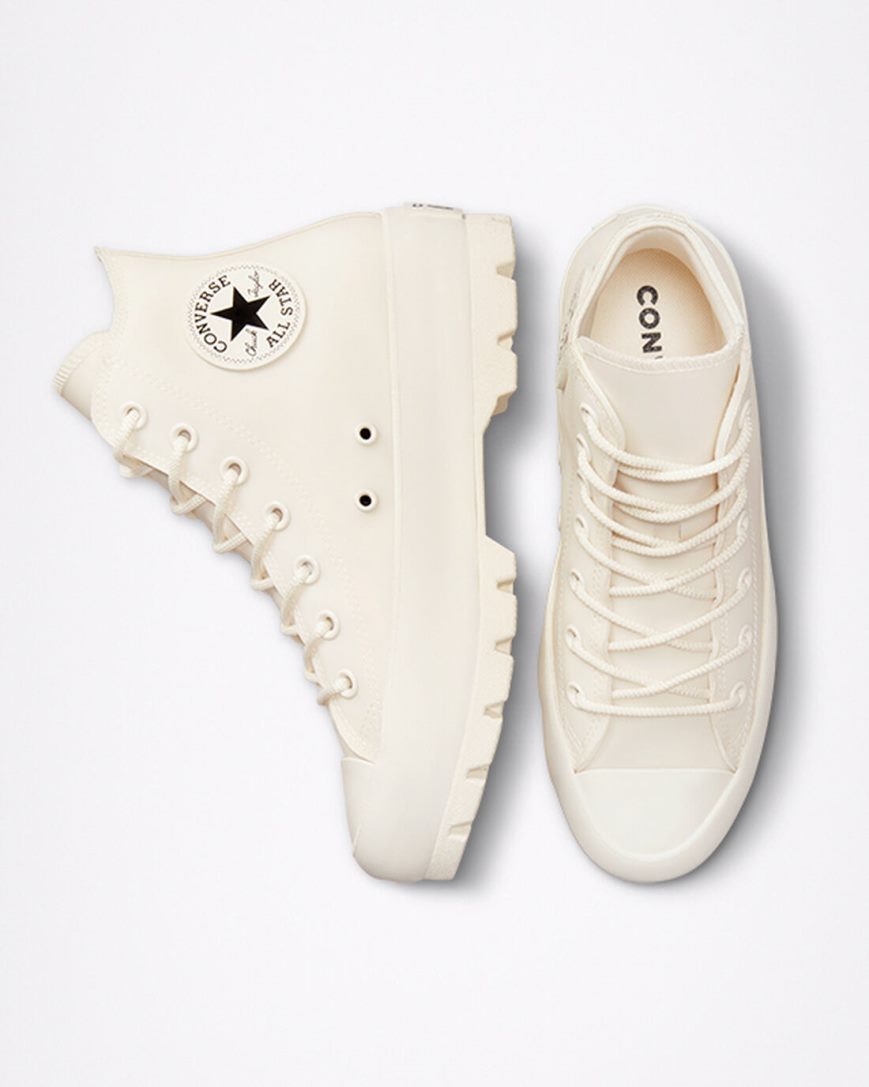 Sapatos Plataforma Converse Chuck Taylor All Star Lugged Rubber Cano Alto Feminino Bege Pretas | PT O04359P